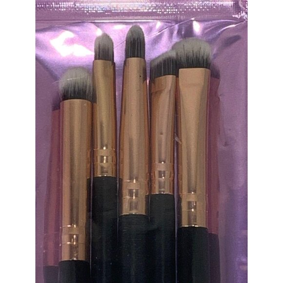 5 pc MOTD Cosmetics Eye Got It Brush Set Blend Detail Black Rose Gold Vegan NEW - Picture 2 of 5